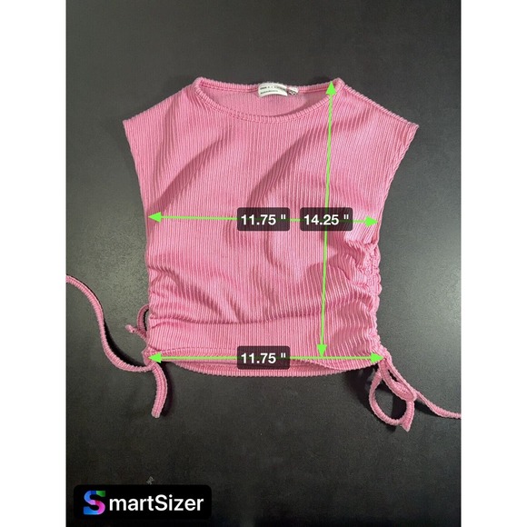 ASOS DESIGN Ribbed Sleeveless Pink Crop top with ruched sides size 4 - Picture 8 of 8